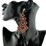 Black Long Fashion Crystal Chandelier Earrings Square Shape Dangle Womens