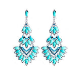 Fashion Earrings Women Crystal Mosaic Bohemian Glamor Chandelier Tortoise Blue