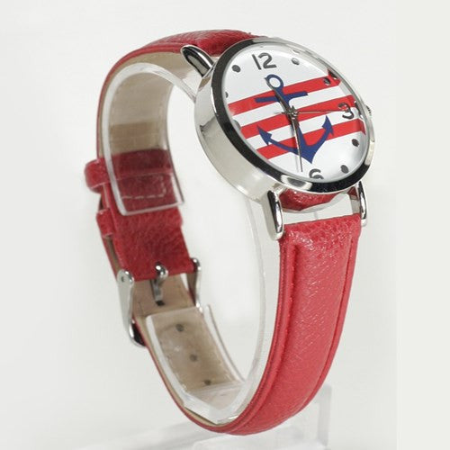 Anchor Watch Sailor Red Band Strap Fashion Nautical Stripe  display picture 3