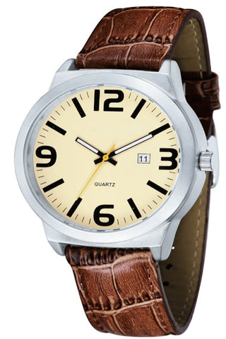 Brown Leather Band Sports Watch