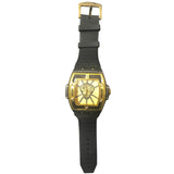 Gold Blue Black Mens Geneva Oversized Watch