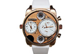 Dual Time White Rose Gold Watch