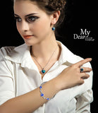 Blue Silver Heart Crystal Zircon Rhinestone Bracelet