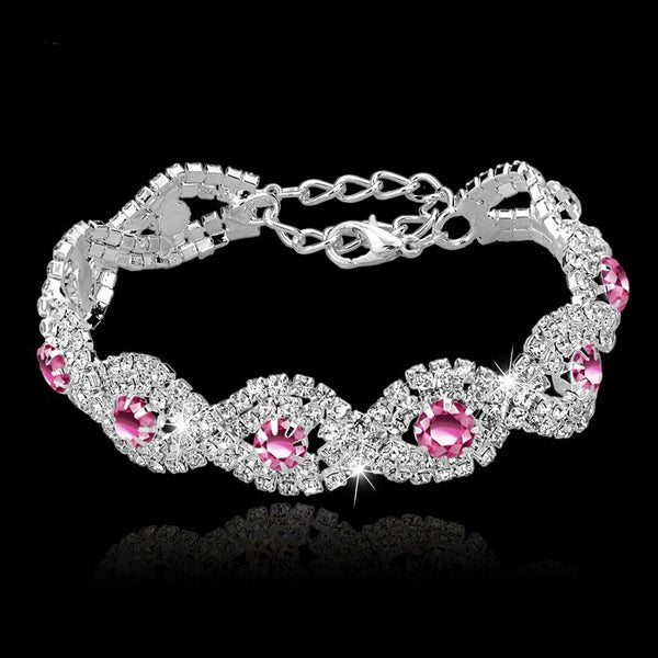 Pink Crystal Rhinestone Bracelet