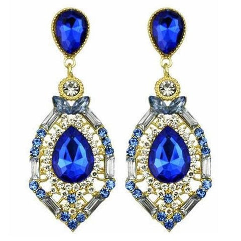 Teardrop Crystal Chandelier Earrings Womens Ocean Blue Big Drop Jewelry