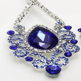 Fashion Jewelry Women Drop Earrings Blue Rhinestone Silver Plated Chandelier