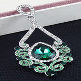 Fashion Jewelry Women Drop Earrings Green Rhinestone Silver Plated Chandelier