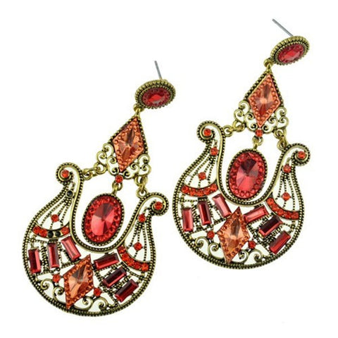 Red Brinco Grande Epic Holiday Gift Sale Big Chandelier Earrings Fashion Jewelry
