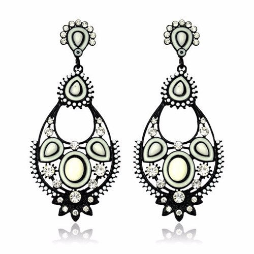 Nepal Tibetan Ethnic Womens Bohemian Resin Bead Crystal Water Drop Earrings