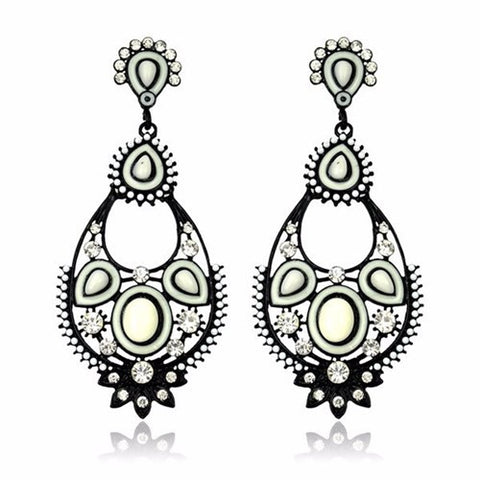 Nepal Tibetan Ethnic Womens Bohemian Resin Bead Crystal Water Drop Earrings