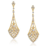 Trendy 18K Gold Plated Rhinestone Vintage Leaves Bridal Teardrop Earrings