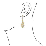 Trendy 18K Gold Plated Rhinestone Vintage Leaves Bridal Teardrop Earrings