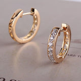 Gold Earrings Hoop Circle Plated Clear Crystals Zircon Earrings Womens Fashion