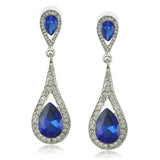 Blue Silver Teardrop Crystal Earrings