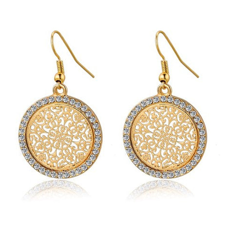 Gold Silver Plated Crystal Drop Earrings