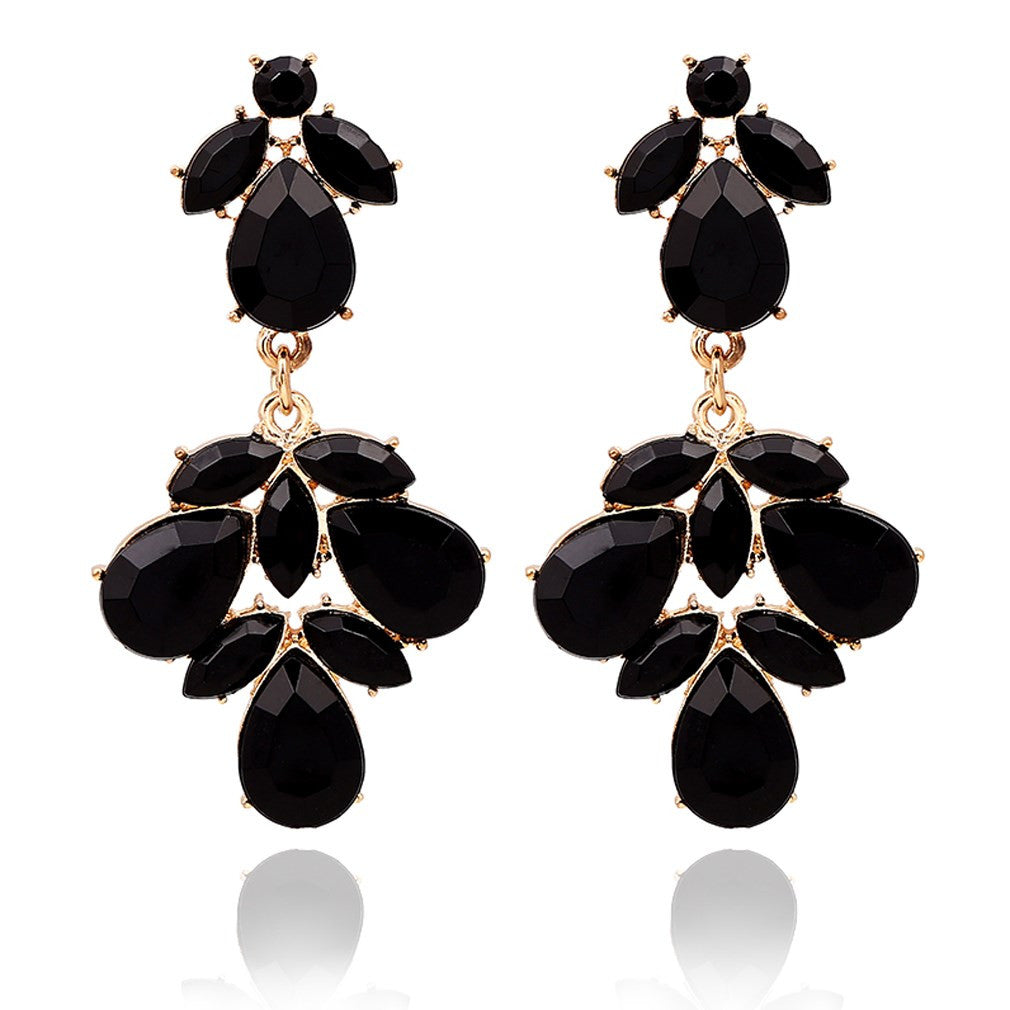 Fashionable Black Meena Lotus Shape Earrings for Women and Girls -