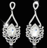 Platinum Silver Rhinestone Crystal Drop Earrings