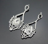 Platinum Silver Rhinestone Crystal Drop Earrings