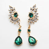 Vintage Party Chandelier Earrings Green Crystal Pearl Big Womens Jewelry