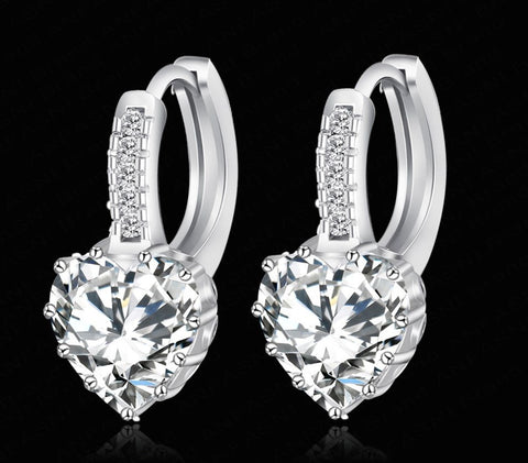 Real Platinum Plated Hoop Zircon Earrings