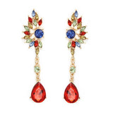 Vintage Party Chandelier Earrings Red Crystal Pearl Big Imitated Jewelry