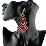 Purple Blue Long Fashion Crystal Chandelier Earrings Square Shape Dangle Womens