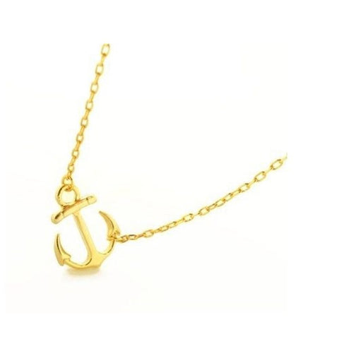 Anchor Gold Sideways Pendant