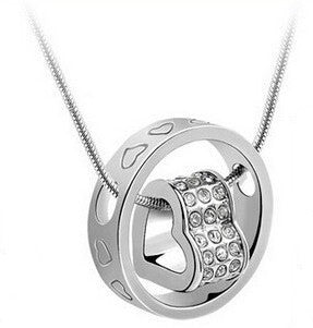 Austrian Crystal Rhinestones Heart Ring Pendant