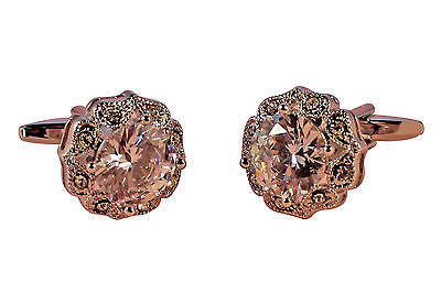 Pink crystal laser cut cufflinks