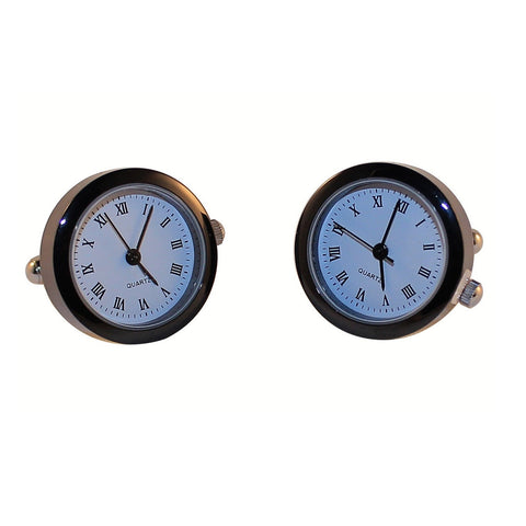 Black White Functional Clock Watch Cufflinks