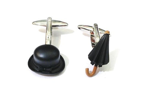 Hat Umbrella Top Bowler Cufflinks