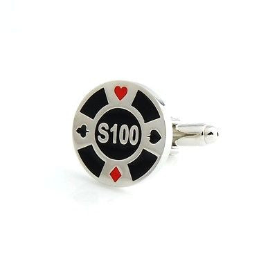 $100 Poker Chip Cufflinks