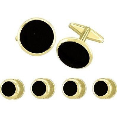 Gold Black Stud Cufflinks