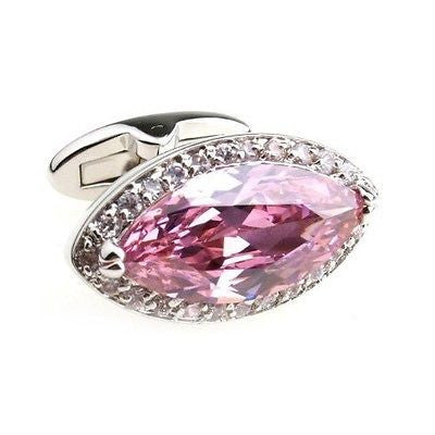 Pink oval gem cufflinks