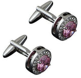 Pink Circle Gem cufflinks