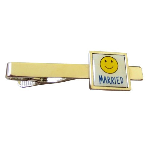 Married Happy Face Wedding Tie Clip