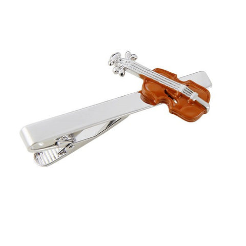 Brown Violin Tie Bar Clasp