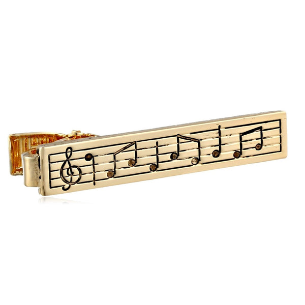 Gold Music Note Tie Clasp Clip Bar