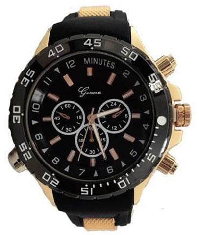 Rose Gold Black Metal Oversized Sport Watch