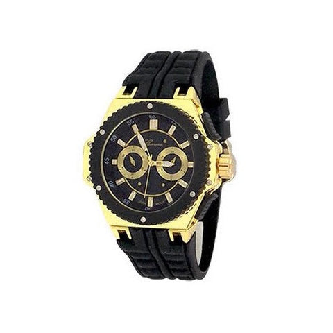 Black Gold Mens Geneva Oversized Sports Watch