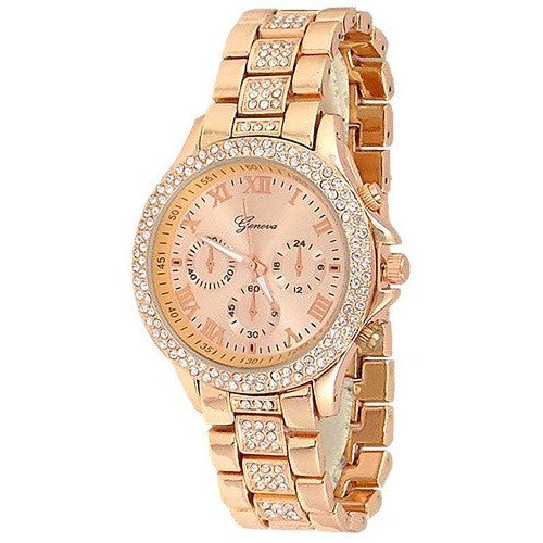 Rose Gold Crystal Womens Watch