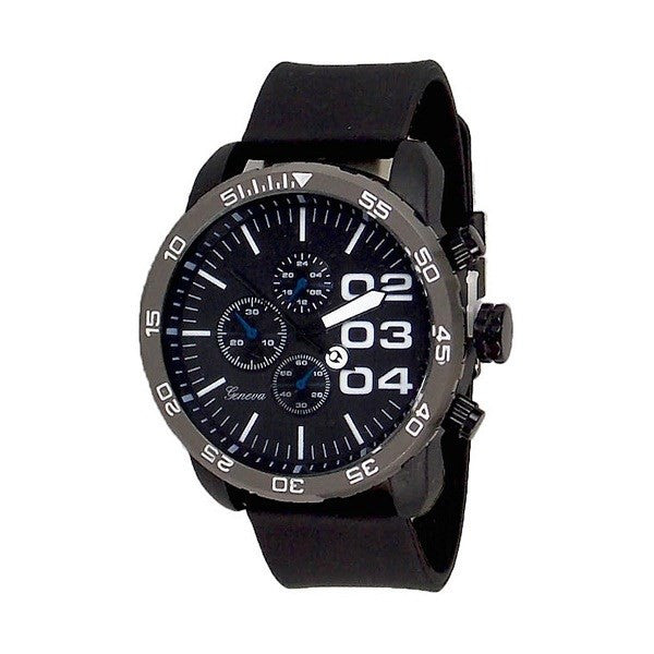 Black Oversized Geneva Watch w/ Diesel Cologne