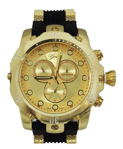 Gold Mens Metal Geneva Oversized Watch