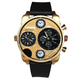 Dual Time Gold Black Mens Watch