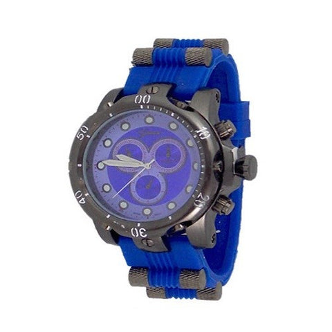 Blue Black Mens Geneva Oversized Watch