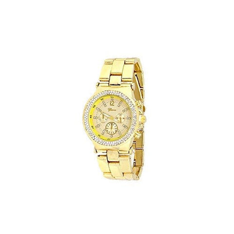 Gold Geneva Metal Women Watch