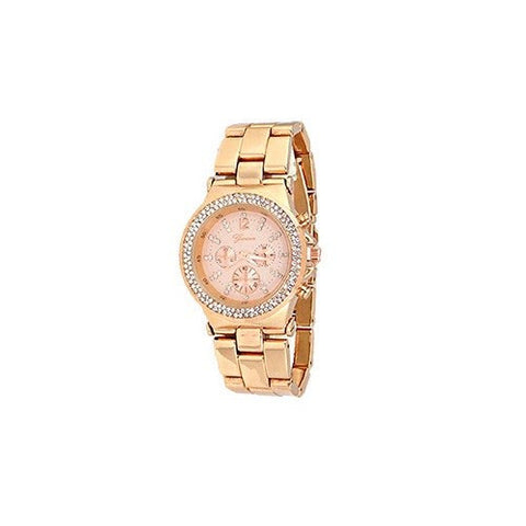 Rose Gold Geneva Metal Women Watch