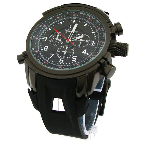 Black Gun Geneva Round Watch