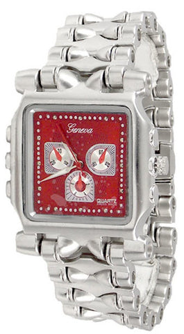 Silver Red Metal Watch