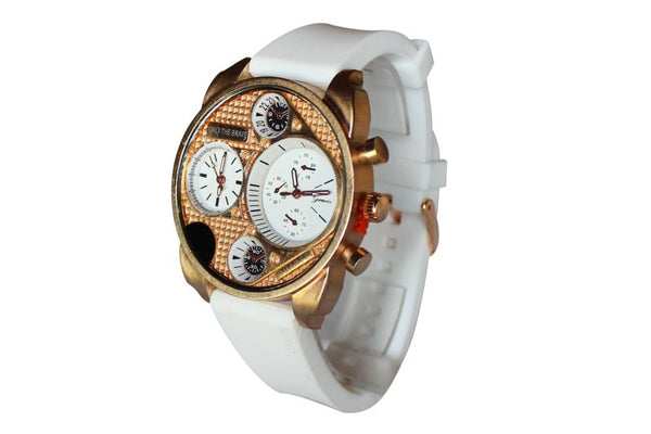 Dual Time White Rose Gold Watch